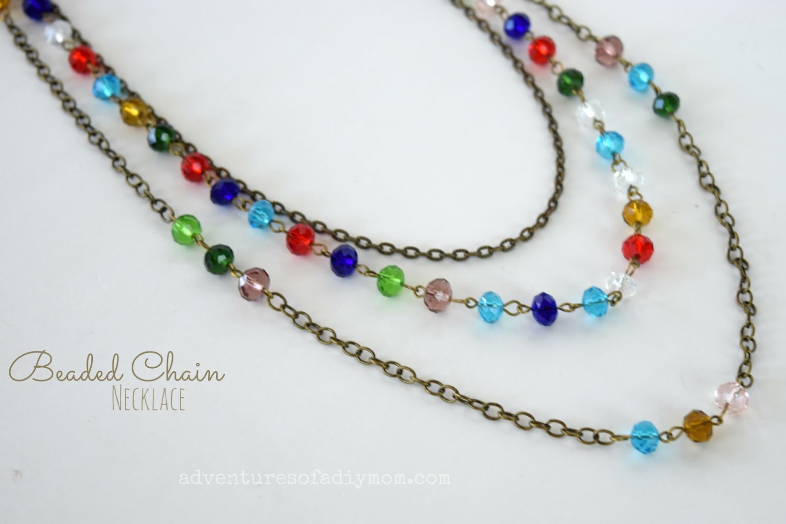 Easy Beaded Chain Multi-Strand Necklace - Adventures of a DIY Mom